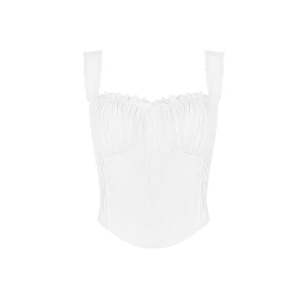 Women's Lace Stitching Lace Up Short Irregular Asymmetric Top Camisole
