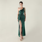 One Shoulder Diagonal Collar Sequined Clothing Beaded Bead Necklace Decorative Nightclub Cocktail Wedding