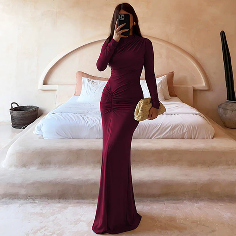 Long-Sleeve Fishtail Bodycon Dress