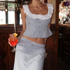 Elegant Lace Plaid Sleeveless Top