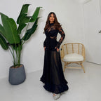 Women's Black Lace Long-Sleeve Maxi Dress