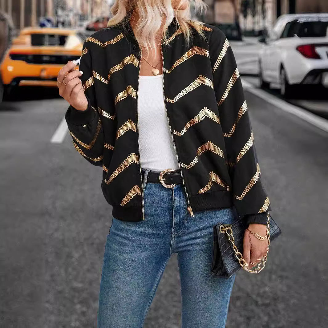 Zigzag Print Bomber Jacket