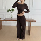 Casual Long-Sleeve Vest Pants Two-Piece Set
