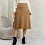 Autumn Women Clothing Suede Stitching HW Elastic Zipper A