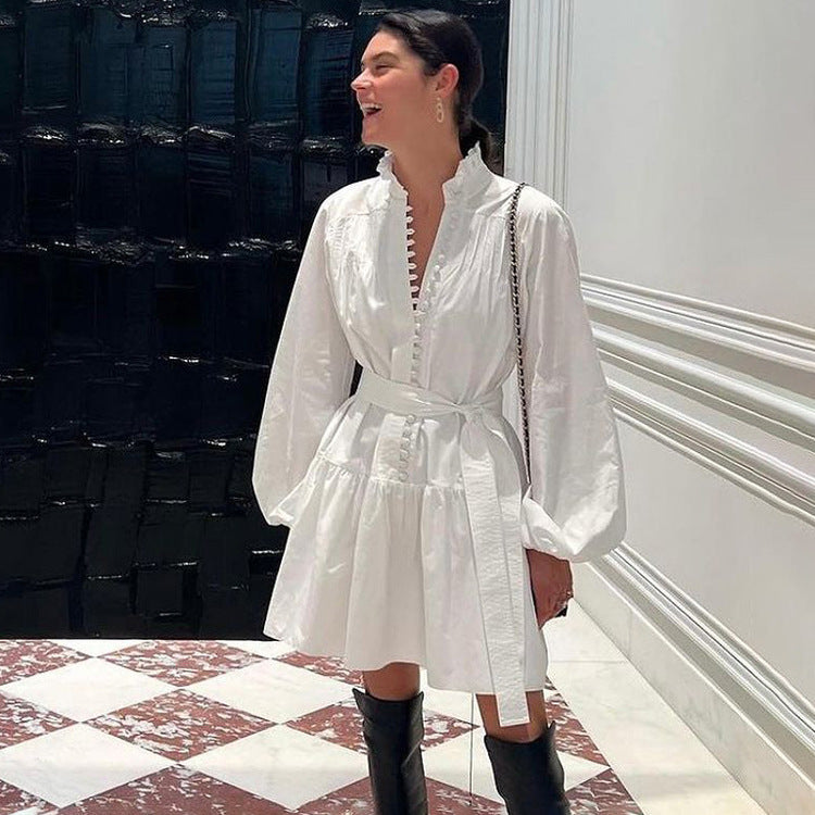 French Ruffle A-Line Dress