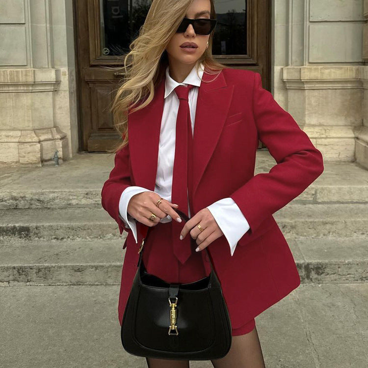 Red Tie Shirt & Shorts Set