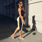 Summer Women Clothing Cropped Tank Top Tights Casual Sports Sets