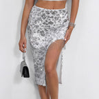 Women's Tassel Sequined Skirt Mid Length