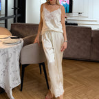 Women's Satin Lace Suspender Trouser Pajama Set