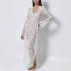Women's Lace Long Sleeve Vacation Slit Maxi Dress