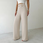 Women's Casual Trousers For Women Autumn High Waist Metal Decoration Straight Leg Pants
