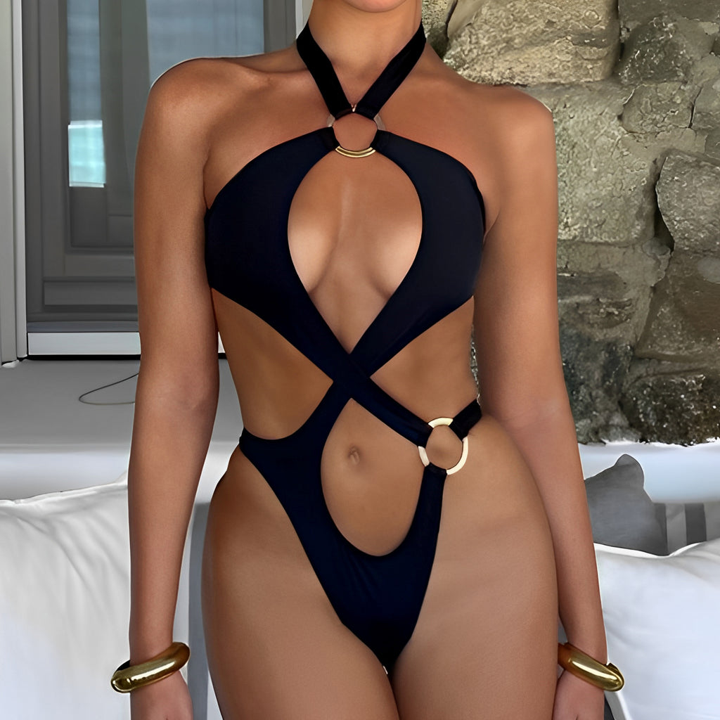 Solid One-piece Swimwear