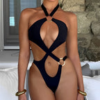 Solid One-piece Swimwear
