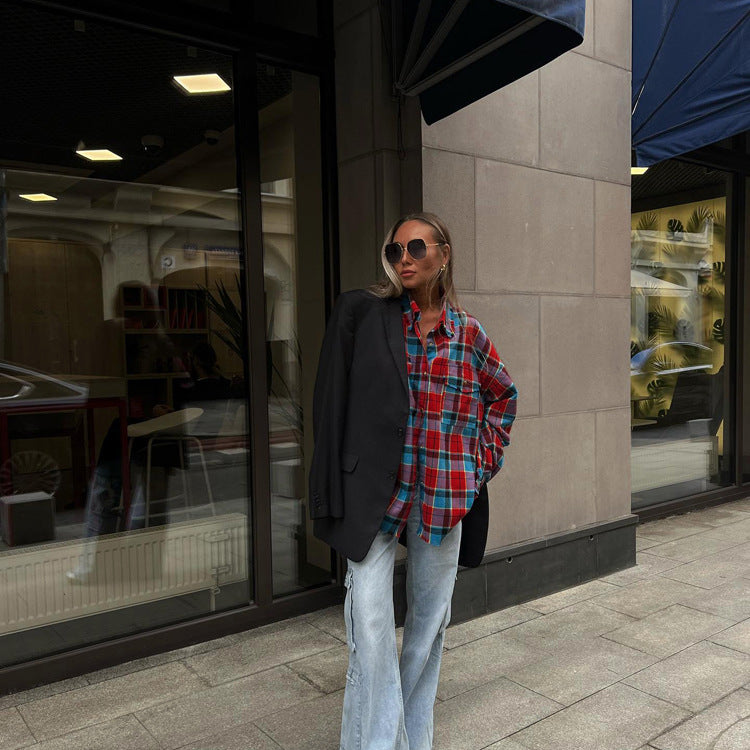 Retro Plaid Collared Top