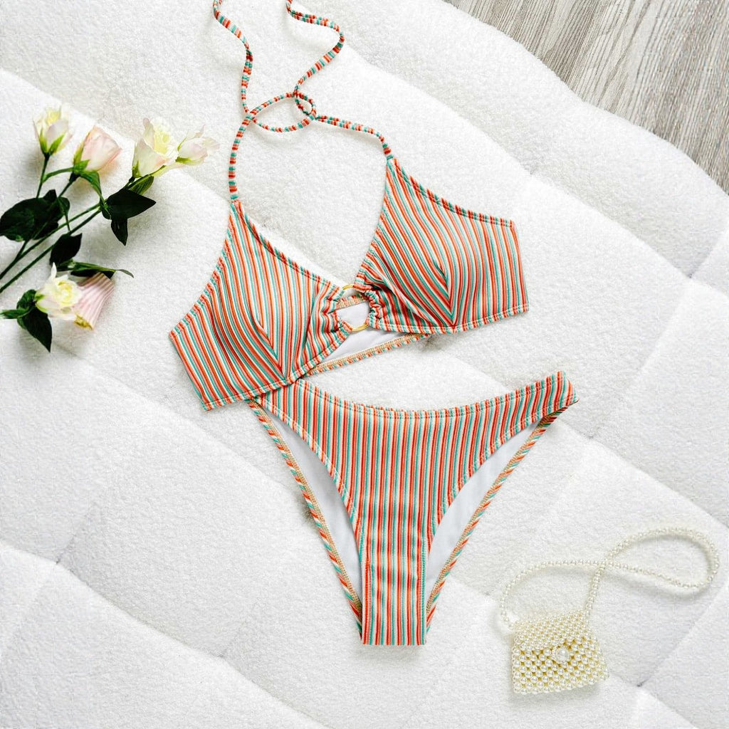 Striped One-piece Swimwear