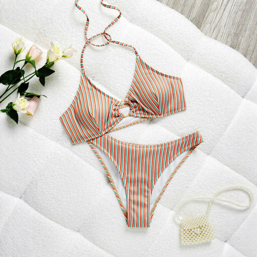Striped One-piece Swimwear