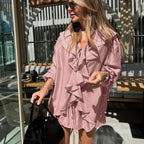 French Bell-Sleeve Top & Shorts Set