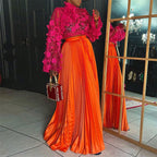 Wear Artificial Silk Pleated Large Sized Skirt