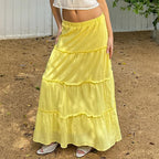 Women's Women Clothing Summer Elegant South French Holiday Elastic A Line Long Skirt