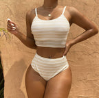 Split Striped One-piece Swimwear