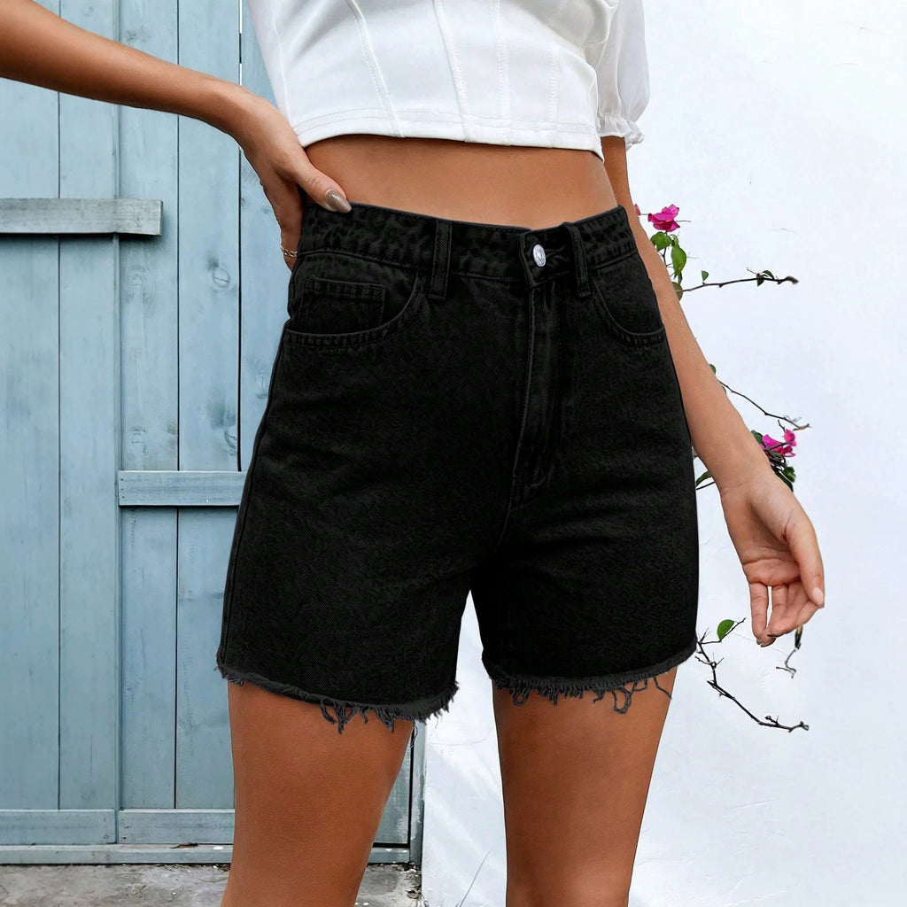 Casual All Matching Summer Stretchy Burr Women Denim Shorts