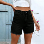 Casual All Matching Summer Stretchy Burr Women Denim Shorts