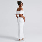 Off-Shoulder Backless Ruched Cutout Maxi Dress
