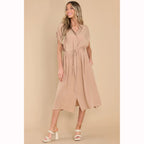Women's Trendy Fitted Waist Turn down Collar Top