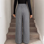 Simple Loose Vertical Stripes HW WL Casual Pants