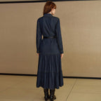 Denim Long-Sleeve Waist Dress