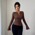 Women's Asymmetric Metal Detail Long Sleeve Top
