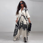 Elegant Print Top Wide Leg Pants Two Piece Sets