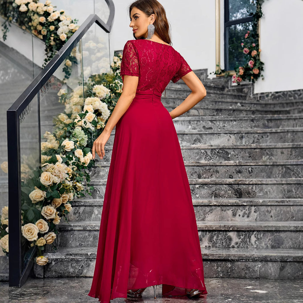Women's V-Neck Slim-Fit Maxi Cocktail Dress