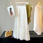 White Three Dimensional Floral Skirt Women Summer HW