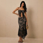 Lace Suspender Top & Fishtail Skirt Set