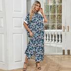 Women's Tropical Tie-Neck Button Robe Dress