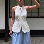 Women's Lace-Up Halter Vest Top