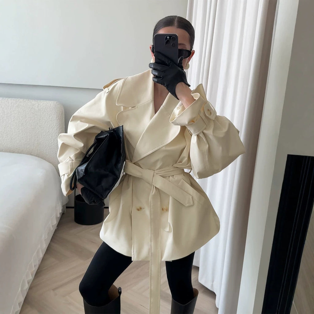 Women's Belted Double-Breasted Trench Coat
