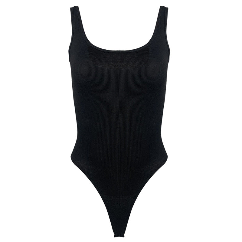 Sleeveless Backless Fitted Vest Bodysuit
