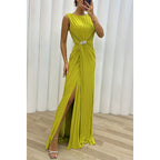 Women's Pleated Split Evening Dress