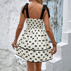 Bow Print Summer Holiday Sling Dress
