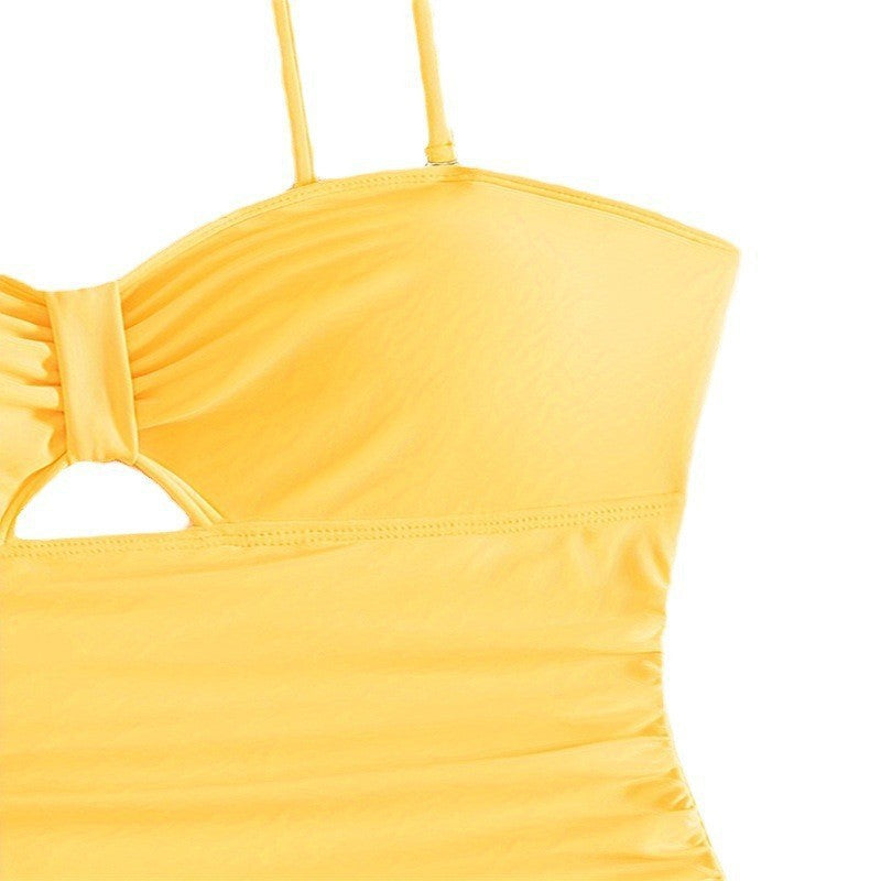 Korean Solid One-piece Swimwear