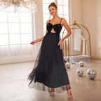 Mesh Sequin Camisole Evening Dress