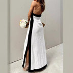 Women's Backless Halter Split Maxi Dress
