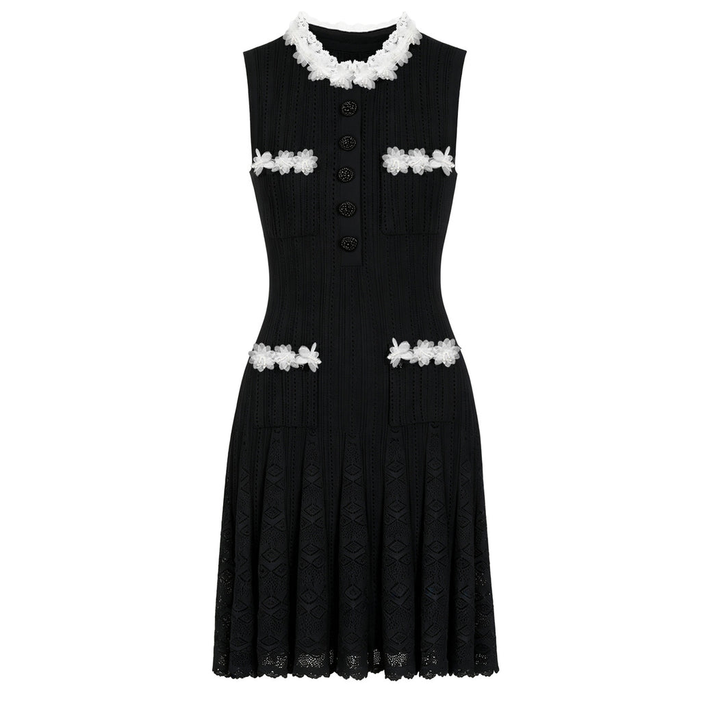 Women's 3d Floral Knit Sleeveless Dress