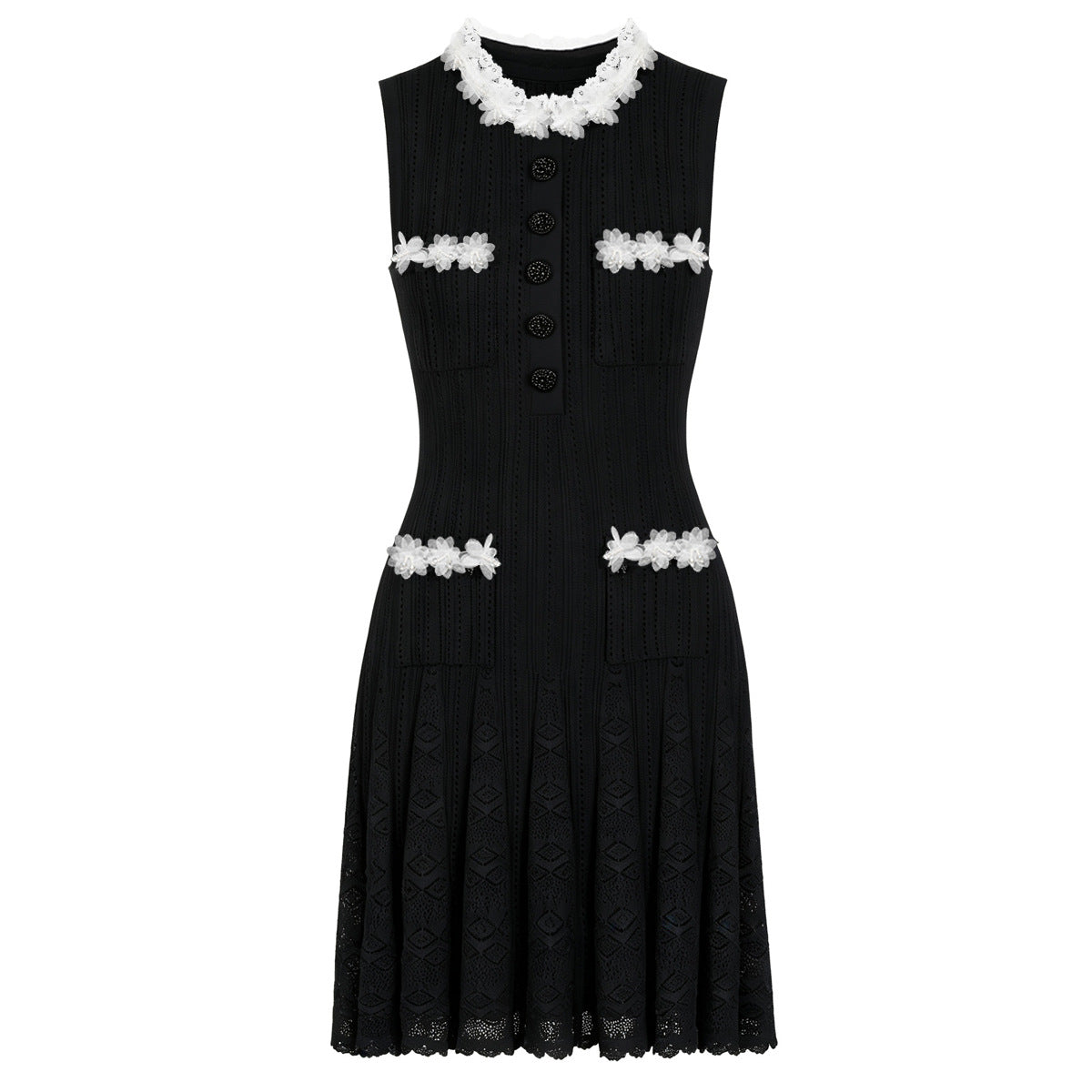 Women's 3d Floral Knit Sleeveless Dress