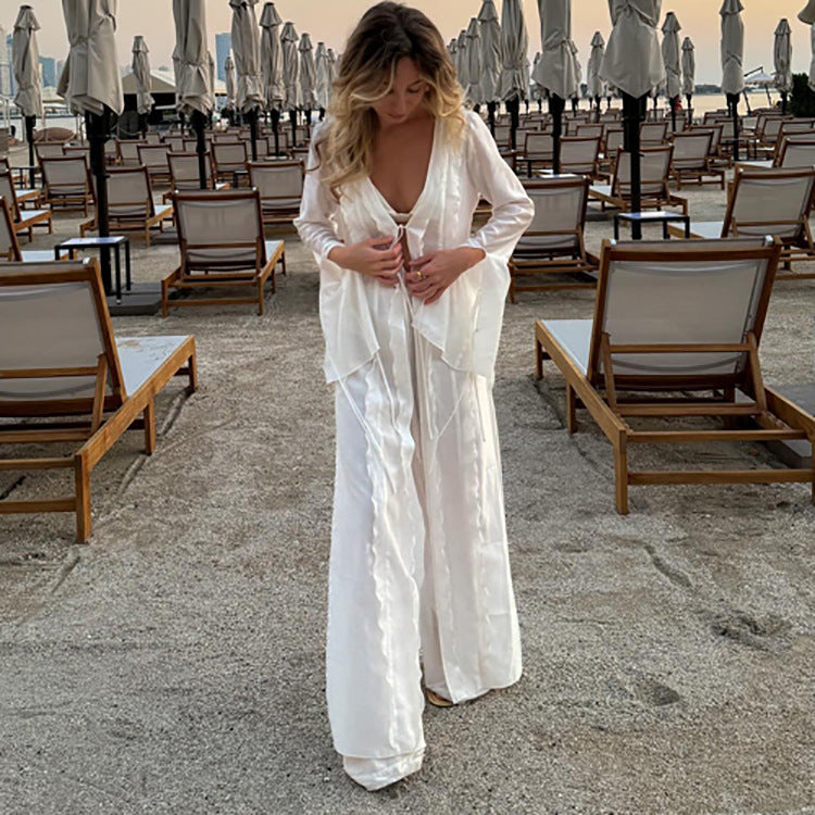 Arrival Vacation See through Lace up Waist
