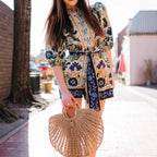 Printed Lace-Up Bohemian Jumpsuit