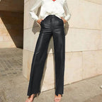 Faux Leather Mid High Waist Hip Lifting Pants