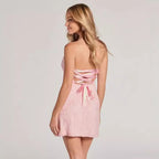 Women's Dress Summer Women Slim Fit Pink Sling Elegant Sequ